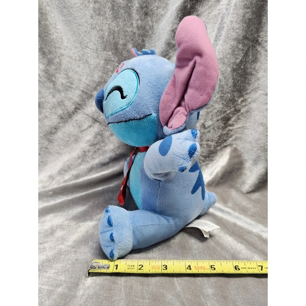 Disney Stitch Valentines Day‎ Plush Blue Alien Heart Tie Kiss Mark 10 Inch